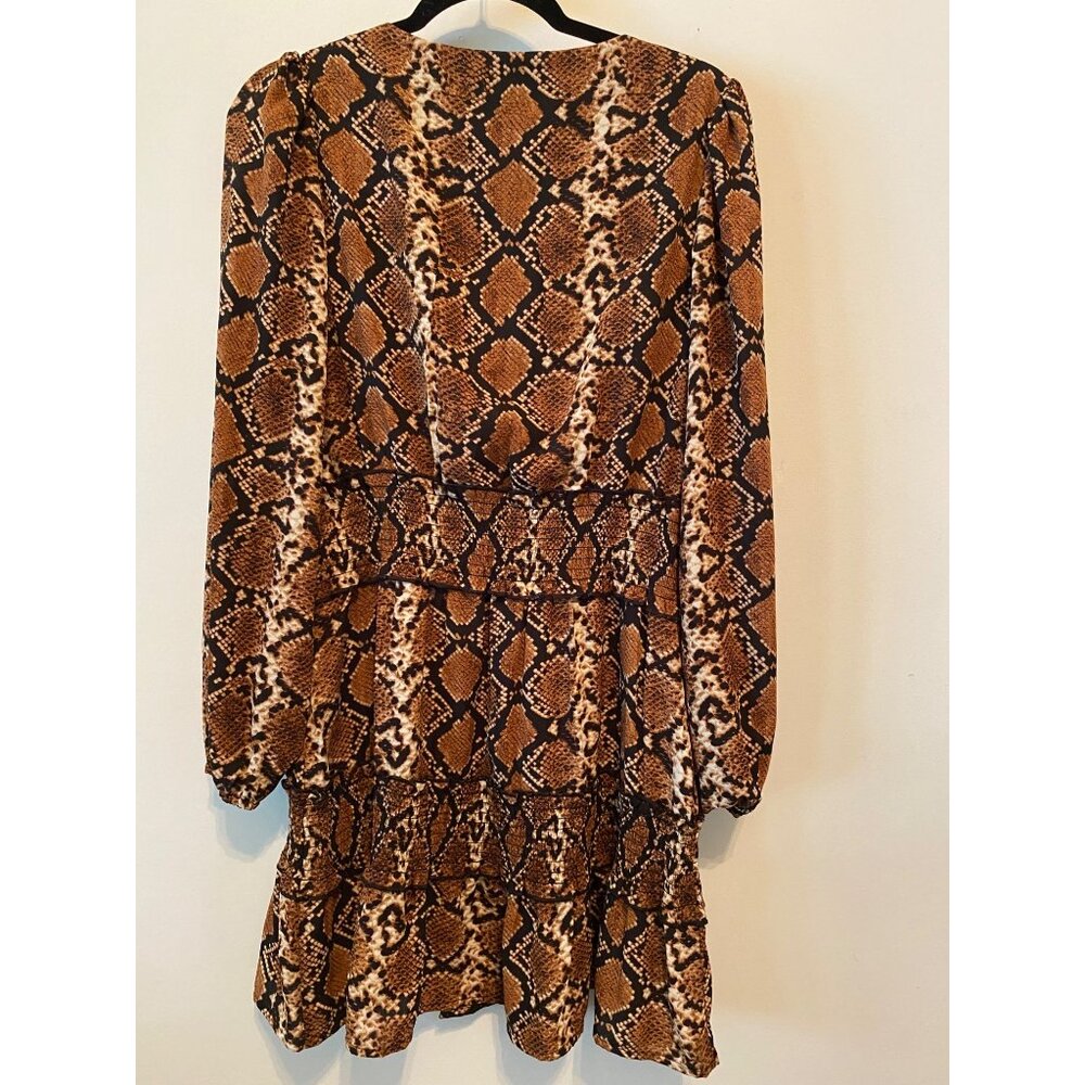 Express Dress Brown Snakeskin Pattern Long Sleeve Small - Picture 2 of 8